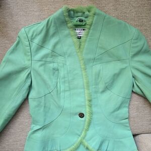 Vintage Michael Hoban Green Leather Jacket